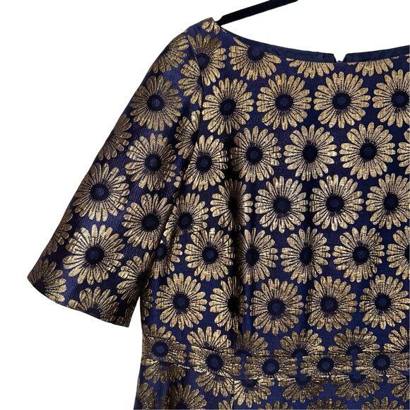 Boden Navy and Gold Floral Midi Dress - Picture 2 of 8